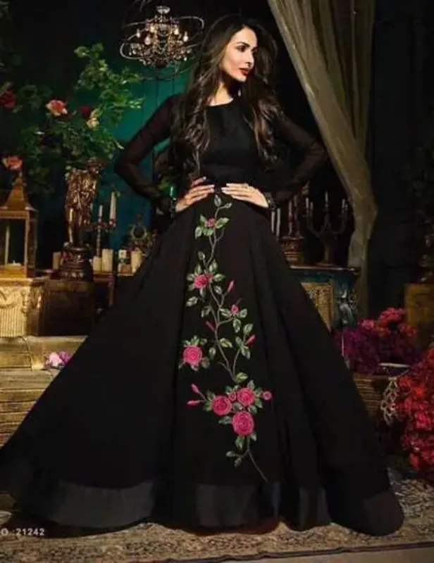 Picture of Radhe Designer White Georgette Kaftan Dress for Women - F11299
