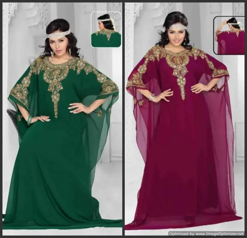 Picture of Black Georgette Kaftan Dress for Women - Look 13481