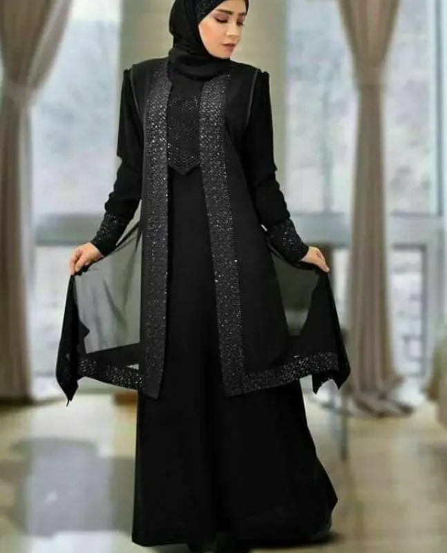 Picture of Radhe Designer Black Georgette Kaftan Dress for Women - F11381