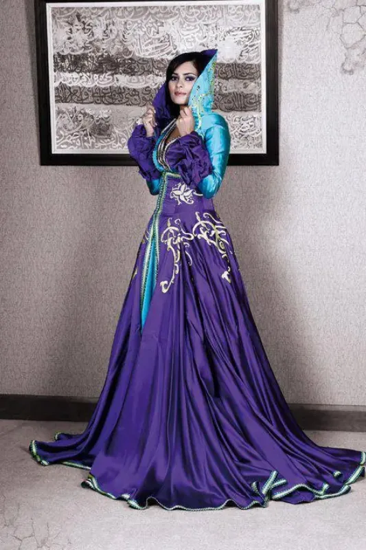 Picture of Blue Georgette Kaftan Dress for Women - Look 13510