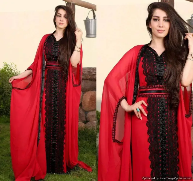 Picture of Radhe Designer White Georgette Kaftan Dress for Women - F842