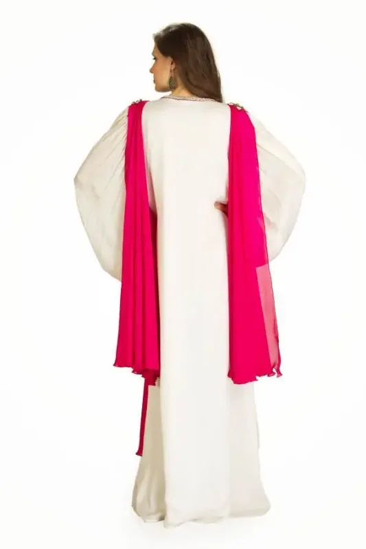Picture of Radhe Designer White Georgette Kaftan Dress for Women - F621