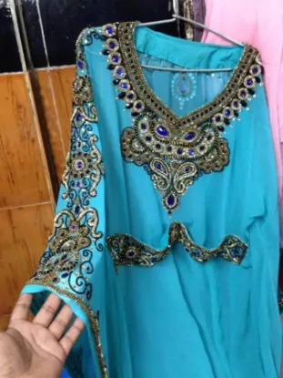 Picture of designer wear evening gown with attractive colour combi