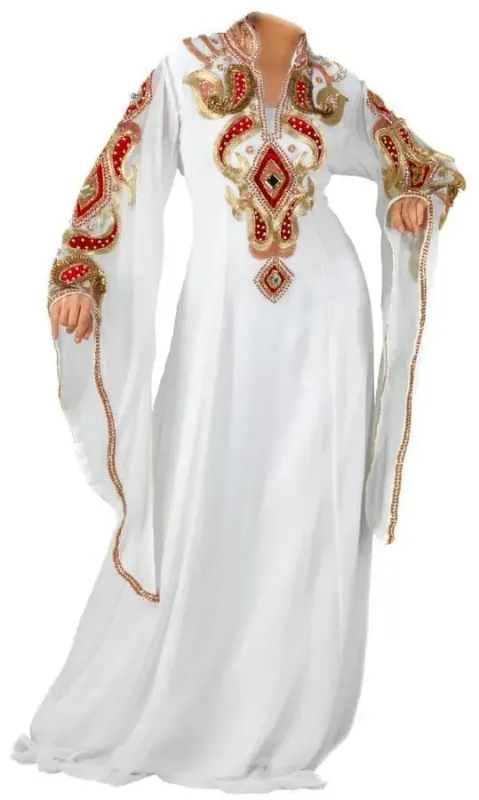 Picture of Radhe Designer White Georgette Kaftan Dress for Women - F546