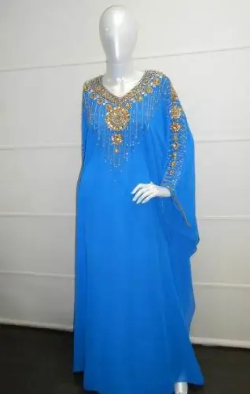 Picture of Radhe Designer White Georgette Kaftan Dress for Women - F587