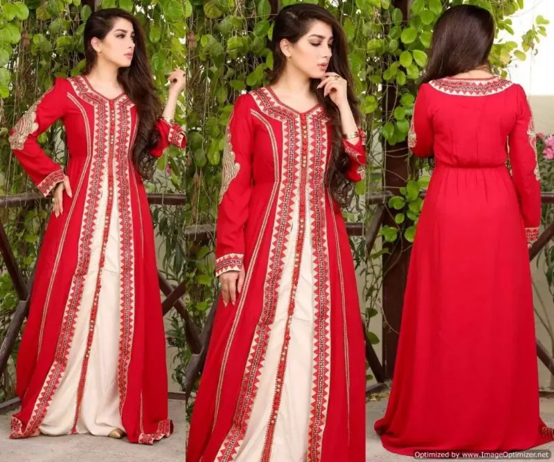 Picture of Radhe Designer White Georgette Kaftan Dress for Women - F814