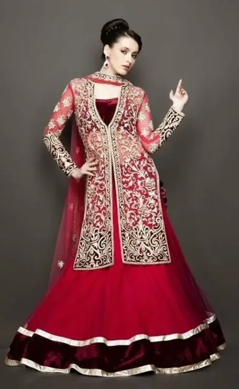 Picture of Radhe Designer White Georgette Kaftan Dress for Women - F712