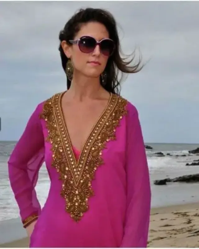 Picture of Radhe Designer Yellow Georgette Kaftan Dress for Women - F358
