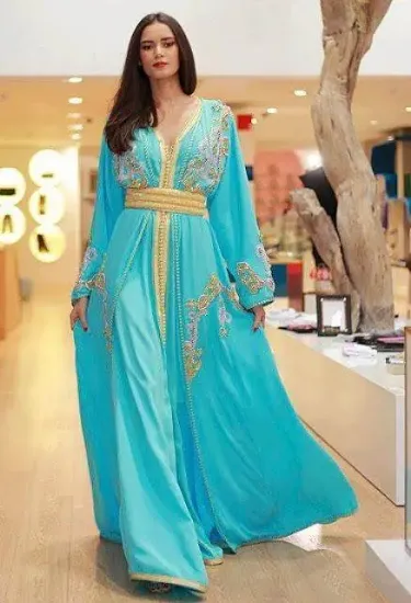 Picture of evening wear home gown with comfortable style for women