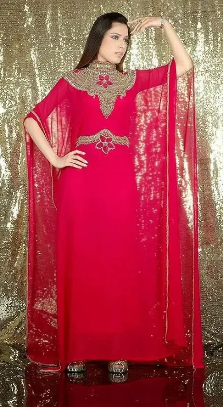 Picture of Radhe Designer White Georgette Kaftan Dress for Women - F695