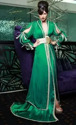 Picture of full length evening gown bridal wear costume for saudi 