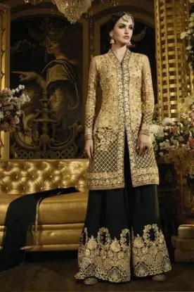 Picture of black arabic long sleeve evening dress elegant weddin,q