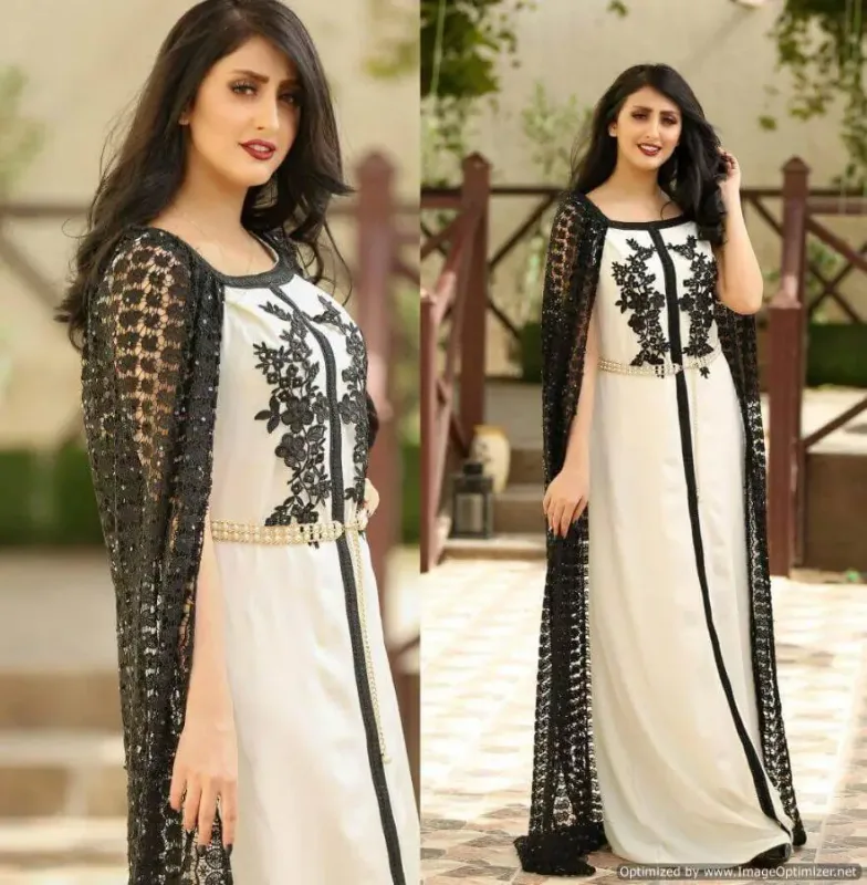 Picture of Radhe Designer White Georgette Kaftan Dress for Women - F865