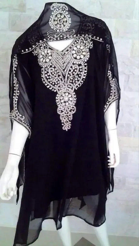 Picture of Radhe Designer Black Georgette Kaftan Dress for Women - F1166