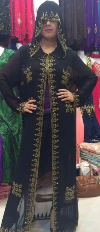 Picture of Radhe Designer Black Georgette Kaftan Dress for Women - F1117
