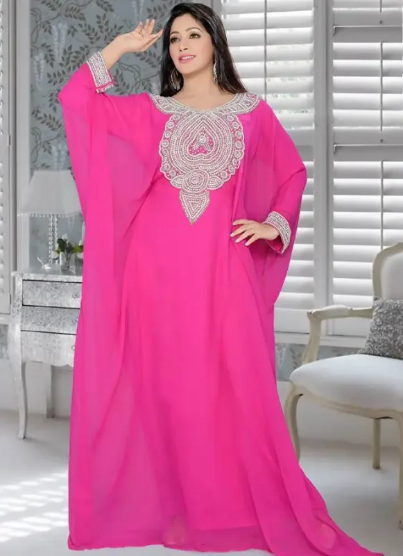 Picture of Radhe Designer Pink Cotton Kaftan Dress for Women - F123