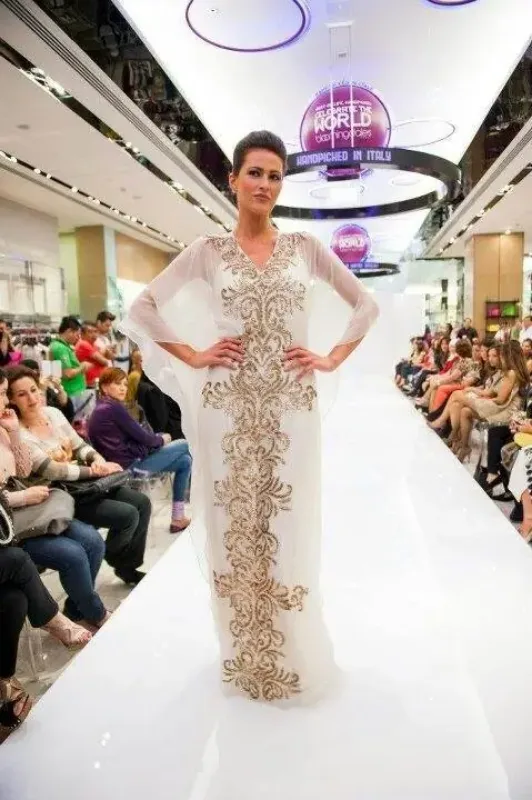 Picture of Radhe Designer White Georgette Kaftan Dress for Women - F729