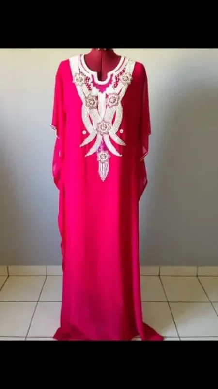 Picture of Radhe Designer White Georgette Kaftan Dress for Women - F1222