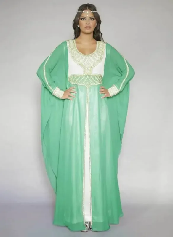 Picture of Radhe Designer White Cotton Kaftan Dress for Women - F689