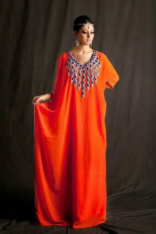 Picture of Radhe Designer Pink Cotton Kaftan Dress for Women - F589