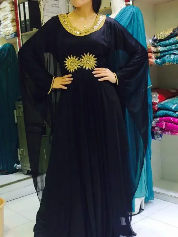 Picture of Radhe Designer White Georgette Kaftan Dress for Women - F1165