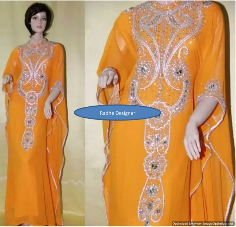 Picture of Radhe Designer White Georgette Kaftan Dress for Women - F410