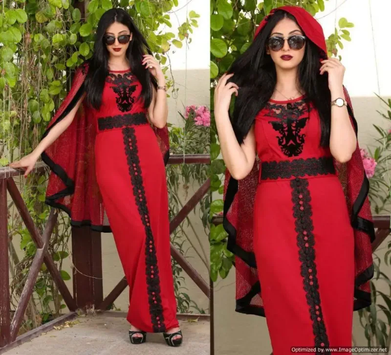 Picture of Radhe Designer Red Georgette Kaftan Dress for Women - F840