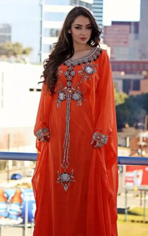 Picture of Radhe Designer White Georgette Kaftan Dress for Women - F797