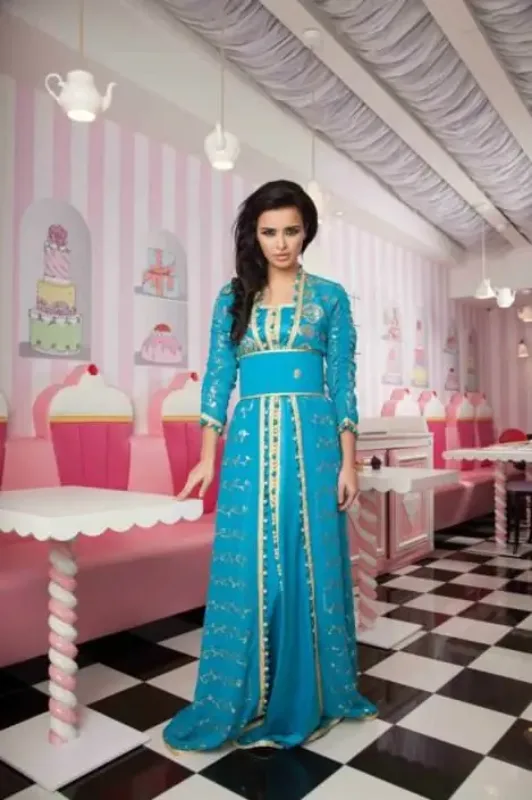 Picture of Radhe Designer White Georgette Kaftan Dress for Women - F746