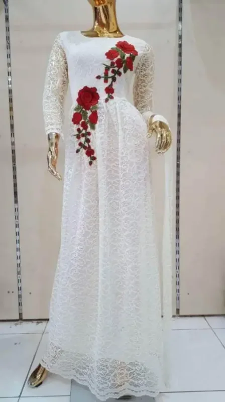Picture of Radhe Designer White Georgette Kaftan Dress for Women - F1046