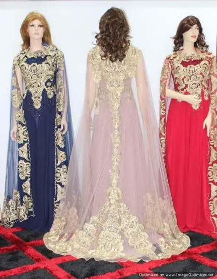 Picture of modest maxi gown dubai farasha chiffon fancy party wear