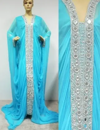 Picture of modest maxi gown fancy bridal wear ladies kaftan dress 