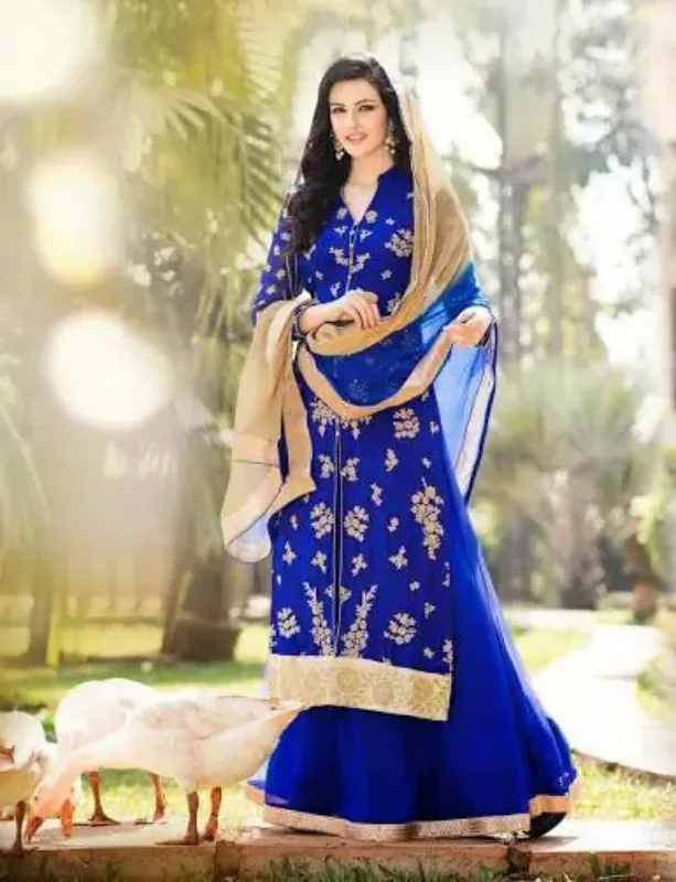 Picture of Radhe Designer Gold Georgette Kaftan Dress for Women - F1056
