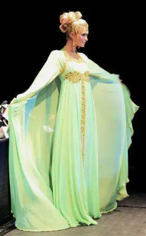 Picture of Radhe Designer White Georgette Kaftan Dress for Women - F791