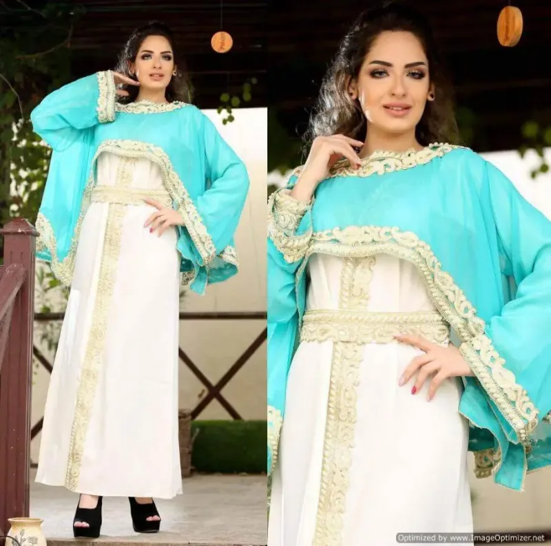 Picture of Radhe Designer White Georgette Kaftan Dress for Women - F859