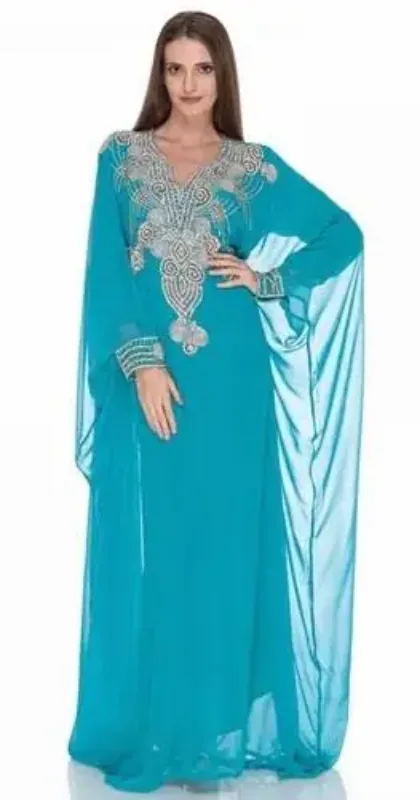 Picture of Radhe Designer White Georgette Kaftan Dress for Women - F53