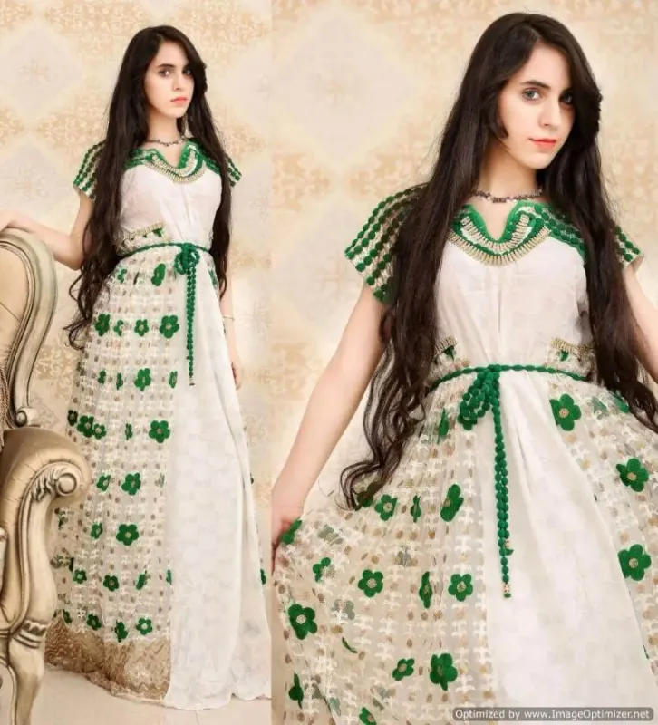 Picture of Radhe Designer White Georgette Kaftan Dress for Women - F59