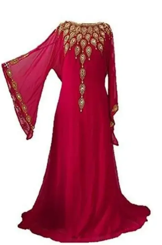 Picture of Radhe Designer White Georgette Kaftan Dress for Women - F76