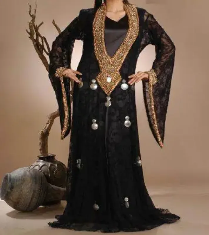 Picture of Radhe Designer Black Georgette Kaftan Dress for Women - F224
