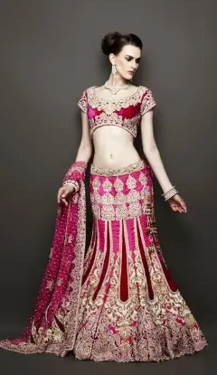 Picture of party wear wedding gown farasha with simple unique embr