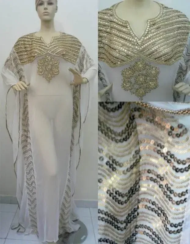 Picture of Radhe Designer White Georgette Kaftan Dress for Women - F604