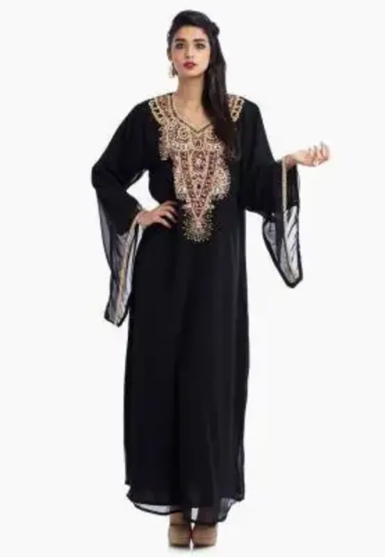Picture of Radhe Designer White Georgette Kaftan Dress for Women - F263