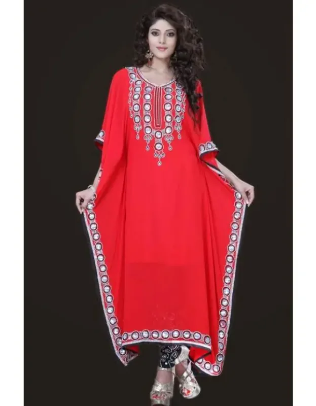 Picture of Radhe Designer White Georgette Kaftan Dress for Women - F8