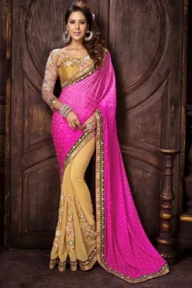 Picture of Aishika Hand Loom Bollywood Bridal Yellow Red Fancy Par