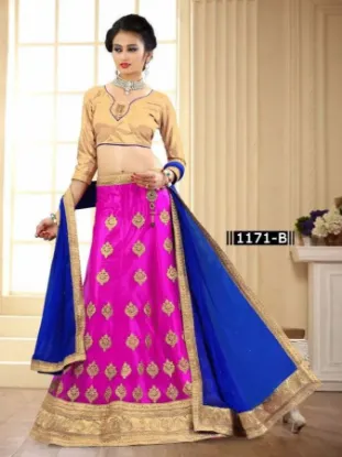 Picture of Bemberg Crush Party Wear Sari Bollywood Navy Blue Red E