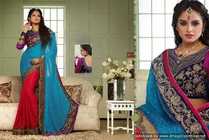 Picture of Bengal Soft Silk Saree With Blouse Grand Pallu Jari Dou