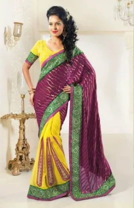 Picture of Fashion Indian Sari Bollywood Saree With Guti Linen Wor