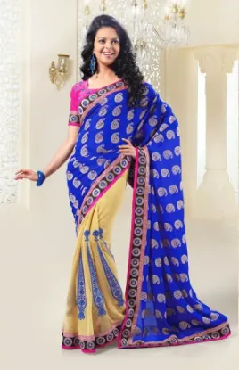 Picture of Floral Bollywood Saree Party Wear Indian Pakistani Ethn