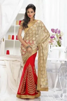 Picture of green designer thread border bollywood sari banarasi si