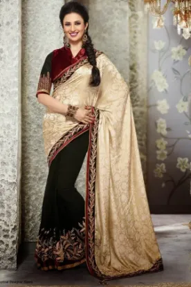 Picture of ready to wear indian cotton silk zari work bramhni nauv